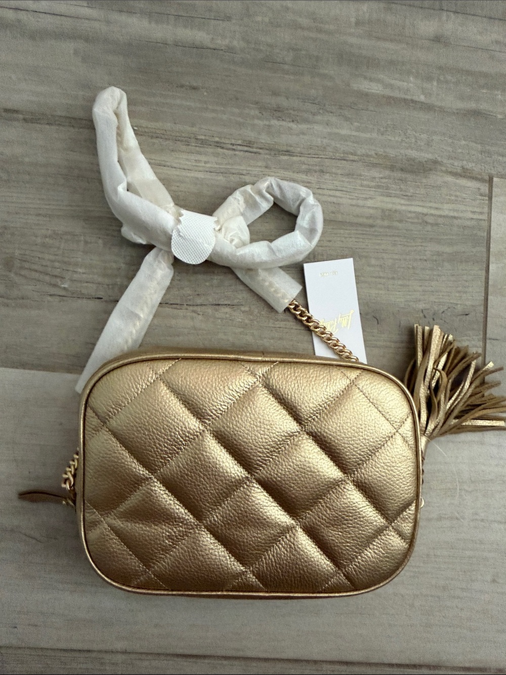 Lilly Pulitzer Metallic Gold Quilted Crossbody with Tassel Accent - Picture 5 of 5